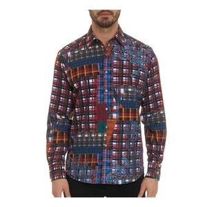 Robert Graham Classic Fit 4XL Multicolor Patchwork Plaid Long Sleeve Button
